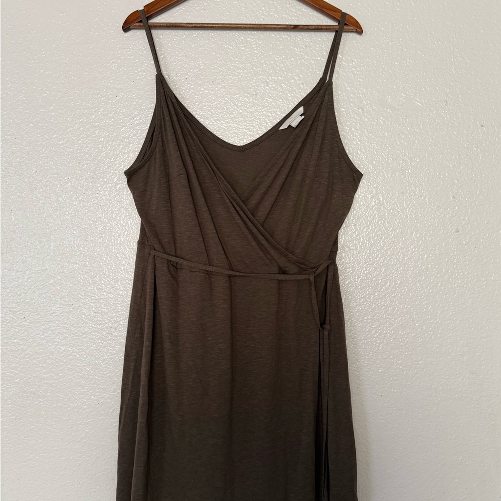 H&M green dark  Midi Wrap Dress Size L Women’s